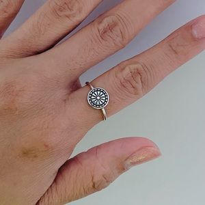 Sterling silver small mandala ring, silver mandala ring, dainty mandala ring